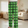 thumbnail image 2 of DJDLJWCJ Boys Casual Pants Elastic Waist Plaid Print Straight Leg Pants Comforty Lightweight Long Trousers Green Size 13, 2 of 7