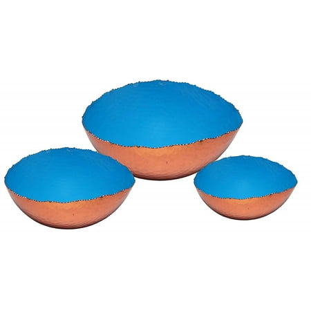 

Melange Home Decor Copper Collection Set of 3 Oval Bowls - 6 9 and 12 Color - Blue