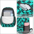 thumbnail image 4 of Blue and Black Wavy Checkered Pattern 17" School Backpacks for Teens,Waterproof Oxford Fabric,S-Shape Padded Straps for School,Travel,Hiking,Camping, 4 of 6