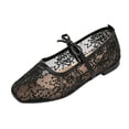 thumbnail image 2 of HTHLVMD Mesh Mary Jane Flats, Lace Ballet Shoes, Women's Elegant Mesh Mary Jane Flats Embroidered Lace Ballet Shoes Sweet Bow Strap Pointed Toe Dress Shoes Casual Lightweight Loafers, Black 5, 2 of 7