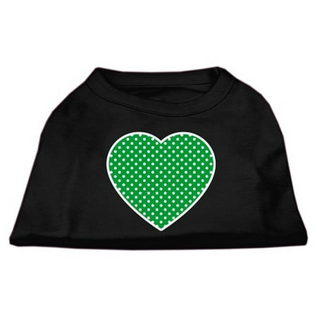 - Mirage Pet Products 51-100 XLBK Green Swiss Dot Heart Screen Print Shirt Black XL - 16
