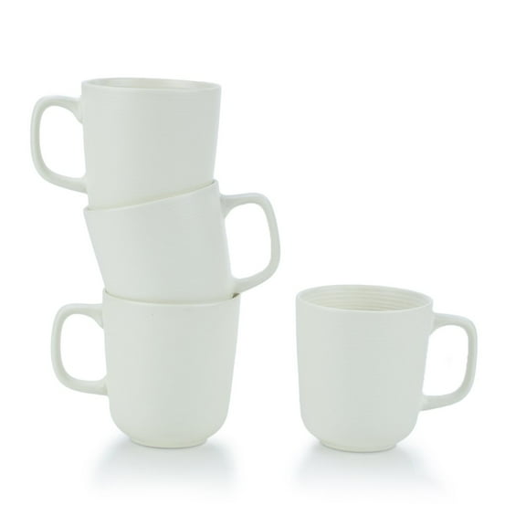 Everything Kitchens Modern Colorful Neutrals - Rippled 12oz Mugs (Set of 4) - Matte | Ivory
