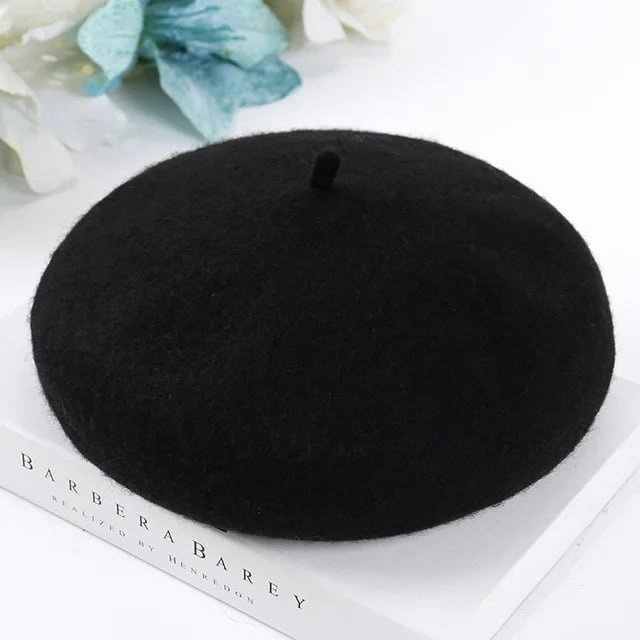 LinYooLi Bérets Français pour Femmes Printemps Automne Hiver Bérets d'Extérieur Style de Rue Casquette Simple Laine Chaude Bonnet Féminin