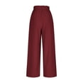 thumbnail image 6 of AherBiu Cotton Linen Pants for Women Lightweight Summer Slacks Elastic High Waisted Straight Leg Loose Lounge Pants with Pockets, 6 of 7