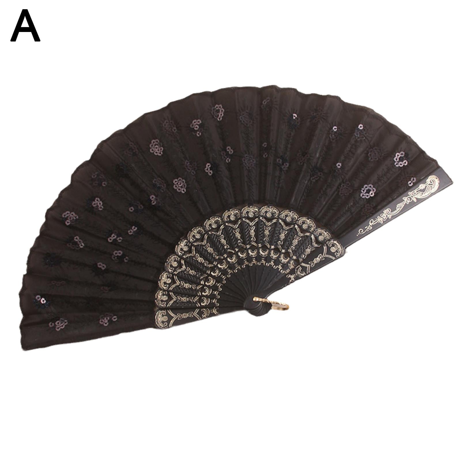 Pure Sequins Plastic Fan Dancing Fan Folding Fan Embroidered Props Hand ...