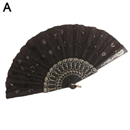 

Hand Held Chinese Fans Spanish Dance Flowers Peacock Fans Folding Party O4K5