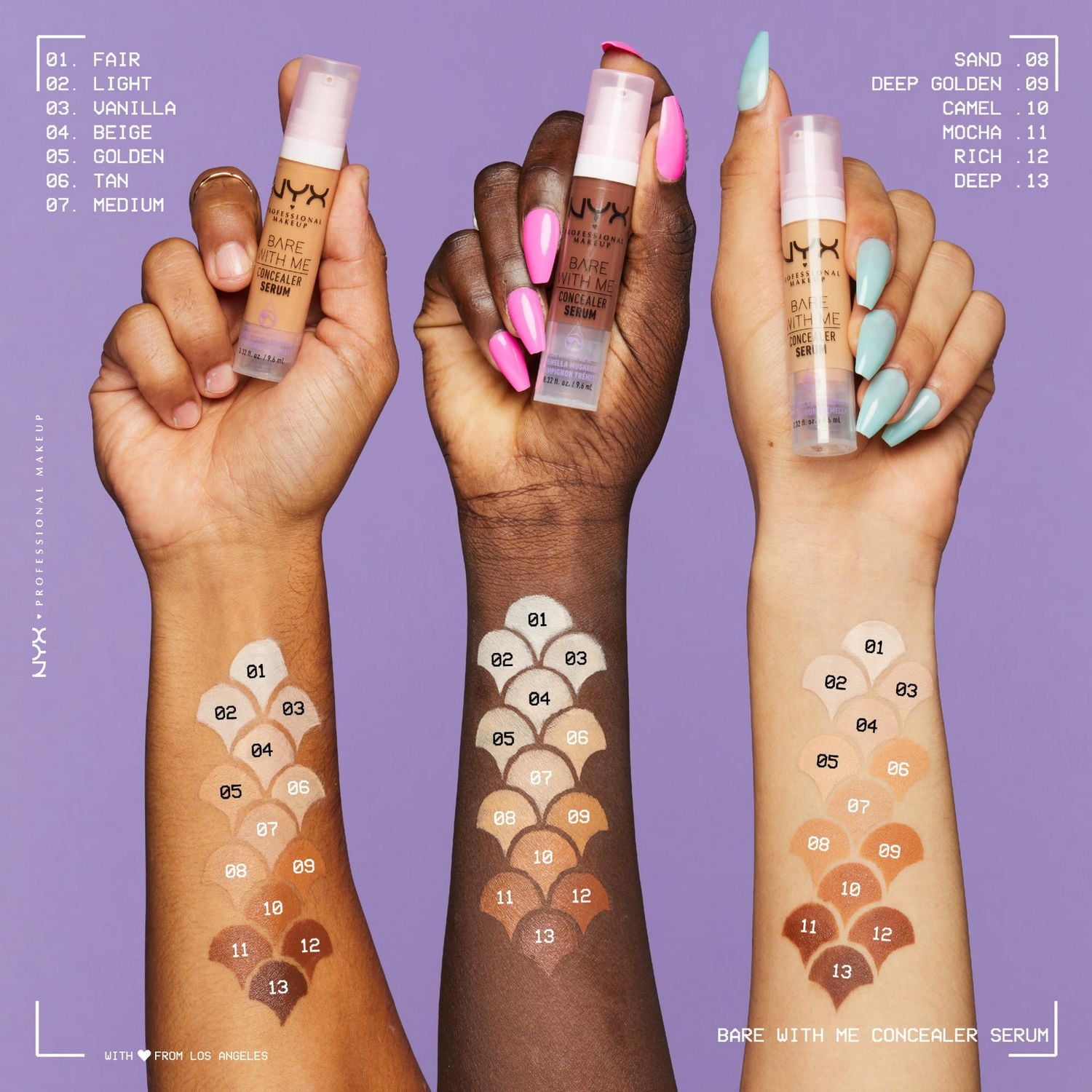 NYX Professional Makeup, Bare With Me, Serum Concealer, 24HR Hydration, Vegan Formula - 02 Light, 9.6mL, Vegan skincare serum concealer