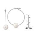 thumbnail image 3 of Primal Silver Sterling Silver Rhodium-plated 8-9mm White Round Freshwater Cultured Pearl Hoop Earrings, 3 of 5