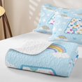 thumbnail image 4 of jejeloiu Rainbow Cloud Monogram A Twin Quilt Set For Kids,Colorful Heart Stars Initial Twin Coverlet Set For Girls,2pcs, 4 of 7