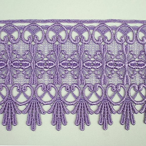 Lilac Lavender Purple 5/8”~5-1/8” Embroidered Venice Lace Trim Guipure By Yard (17823 (4.75"))