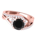thumbnail image 2 of Mauli Jewels Engagement Rings for Women 1.25 Carat Black and White Diamond Halo Engagement Ring 4-Prong 14K Rose Gold, 2 of 6