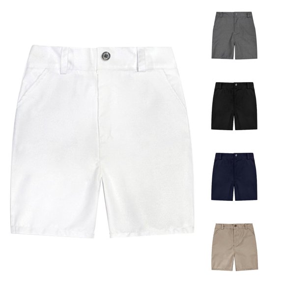 SHUNSUI Youth Boys Shorts Stretch School Clothes Kids Flat Front Dress Chino Twill Casual Shorts Pockets Toddler Boy Beach Clothes Basketball Shorts for Kids Boys School Shorts Tennis Shorts Solid