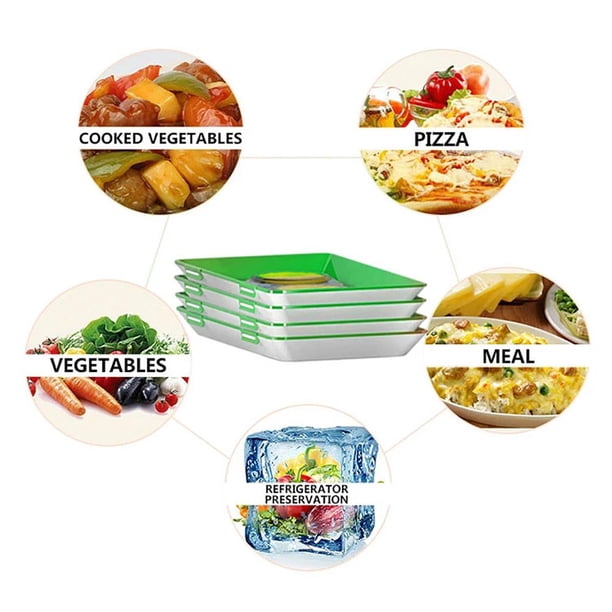 Bandeja de conservación de alimentos Platos de almacenamiento de alimentos frescos de plástico Contenedor (Verde) Wdftyju Libre de BPA