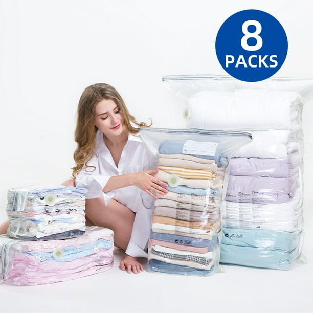 8 Pack Jumbo Size Vacuum Sealer Storage Bags for Clothes Bedding