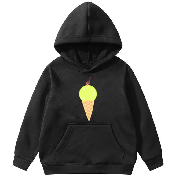 Wxolcjlv Toddler Girls Hoodies Cute Ice Cream Print Casual Hooded Sweatshirt Long Sleeve Pullover Top Big Girls Daily Wear Outerwear Cozy Hoody With Pocket,3-4 Years
