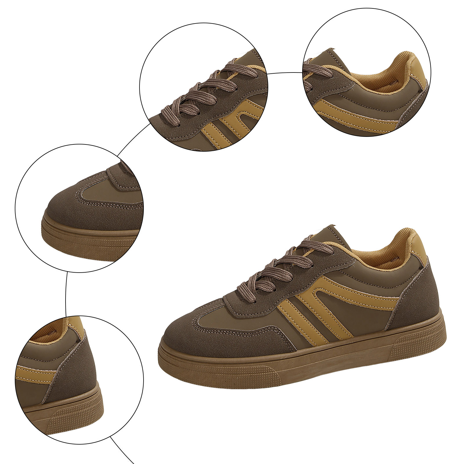 Flat Shoes for Women Vintage Classic Thick Sole Trainers Skate Shoes Splice Suede Lace up Antislip Walking Tennis Shoes Low Top Sneakers Gray Size 7.5