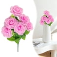 thumbnail image 2 of Artificial Rose‌ Flowers, 6 Heads Realistic Fake Rose, 13.7Inch Plastic Rose Bouquet, Rose Plastic Arrangement with Stem, Light Pink Blooming Flower Bunches for Table Centerpiece Decoration, 2 of 5