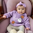 thumbnail image 4 of NIEWTR Baby Boy Girl Fall Winter Clothes Outfits Toddler Long Sleeve Pumpkin Print Sweatshirt Set (2-3 Years,Z091-Purple), 4 of 6