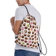 thumbnail image 3 of Drawstring Backpack - Cute Chocolate Print Splash Proof Small Drawstring Gym Bag for Women Men, Cinch Sports String Bag Backpack for Travel Swimming Beach, 3 of 8