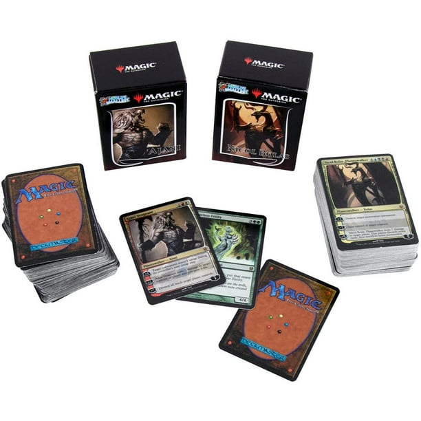 worlds smallest mtg cards World's Magic: The Gathering Exclusive Collector Set Featuring Ajani VS. Nicol Bolas and Heroes VS. Monsters Duel Decks and Exclusive Playing Dice : Toys & Games Opening The World's Smallest MTG