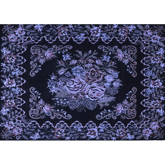 Ahgly Company Indoor Rectangle Medallion Blue French Area Rugs, 3' x 5'