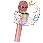 Karaoke Microphone, Wireless Bluetooth Handheld Microphone, Mini Home KTV Player for Singing & Recording, Compatible with Android and iOS Devices (Gold)