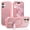 Pink, variant on Lunvic Case for iPhone 17 with Built-in Magnetic Ring Kickstand, Fast Wireless Charging Shock-Resistant Frosted Matte Hard Back Slim Protective Cover, Winered