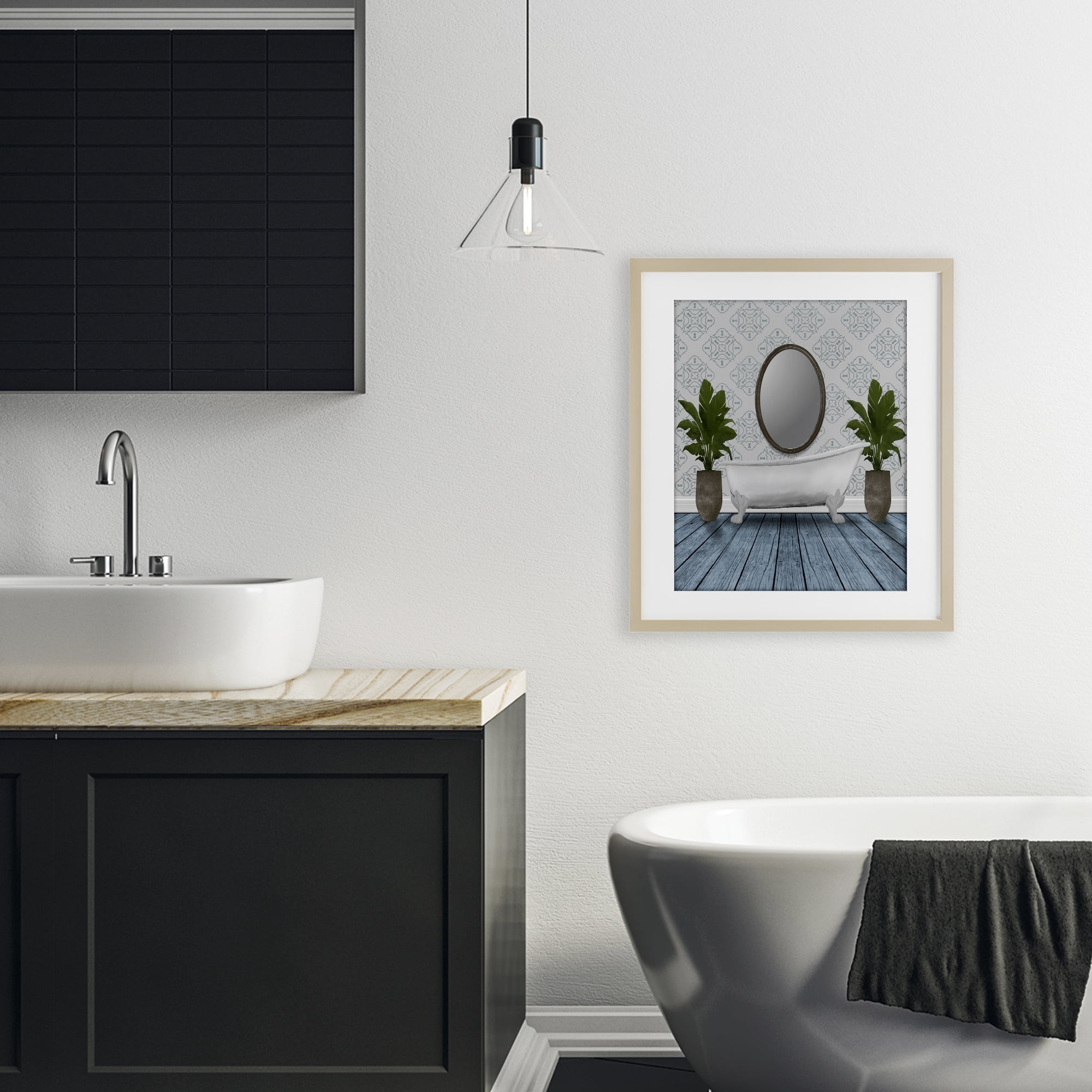 Stupell Industries Restful Wash Bathtub Birch Framed Print Under Glass, design by Marcus Prime
