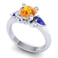 thumbnail image 2 of Diamond-Capitals 2.50 Carat Round Shape Citrine & Blue Sapphire Gemstone Lovely Three Stone Bridal Ring for Ladies Solid 18K White Gold Size 9.5, 2 of 8