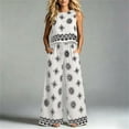 thumbnail image 4 of TEAJOPSUU Womens 2 Piece Boho Floral Sets Loose Sleeveless Crew Neck Tank Tops Wide Leg Drawstring Waist Pants with Pockets Macthing Outfits White, 4 of 5