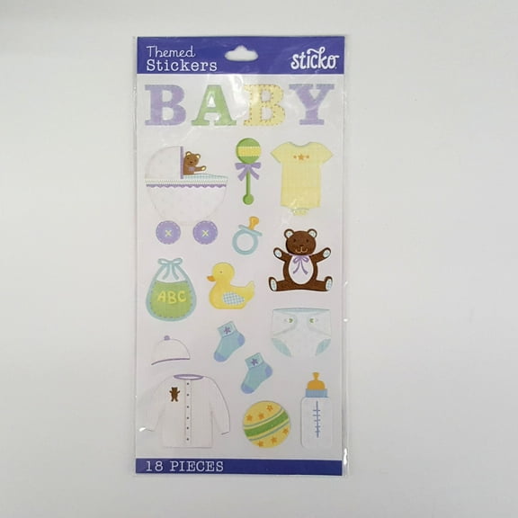 EK Success Sticko Classic Baby Objects Stickers, 18 Piece