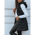 thumbnail image 4 of Fall Winter Women Sleeveless Long Vest Hooded Puffer Zipper Outwear Vest, 4 of 5