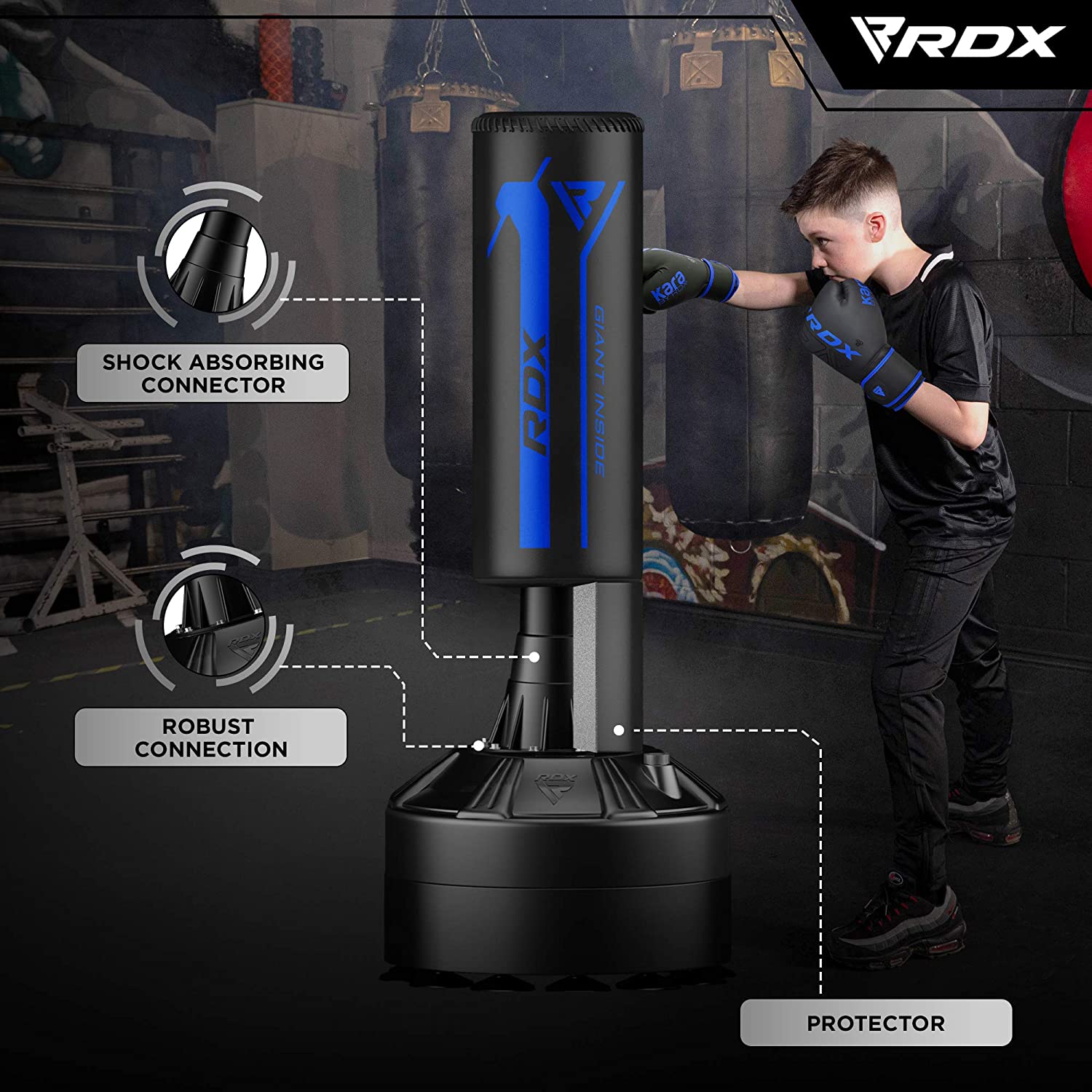 RDX Kids Punching Bag with Gloves, 4FT Heavy Duty Junior RONIN Target Pedestal Bag Set Suction Cup Stand Base