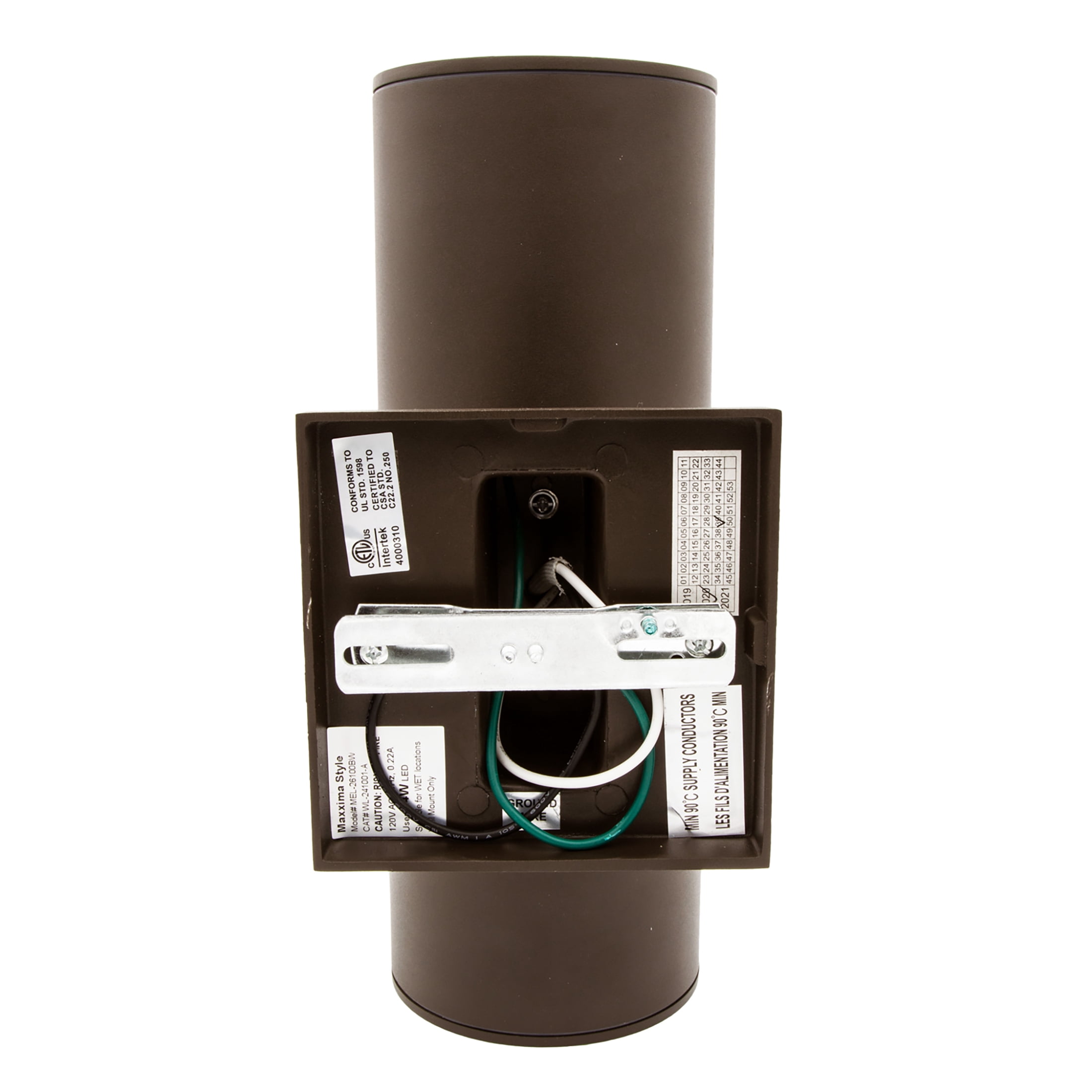 Maxxima LED Cylinder Outdoor Wall Wash, Up and Down Sconce Light, 24 Watt, 1680 Lumens, 3000K Warm White, Brown