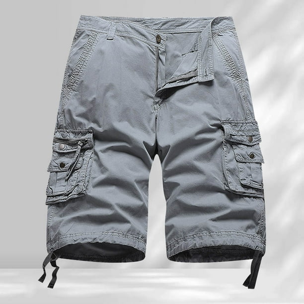 WILLBEST Pantalones Cortos para Hombre, de Bolsillo, Holgados, para Exteriores, de Color Liso, Informales, 7 Unidades