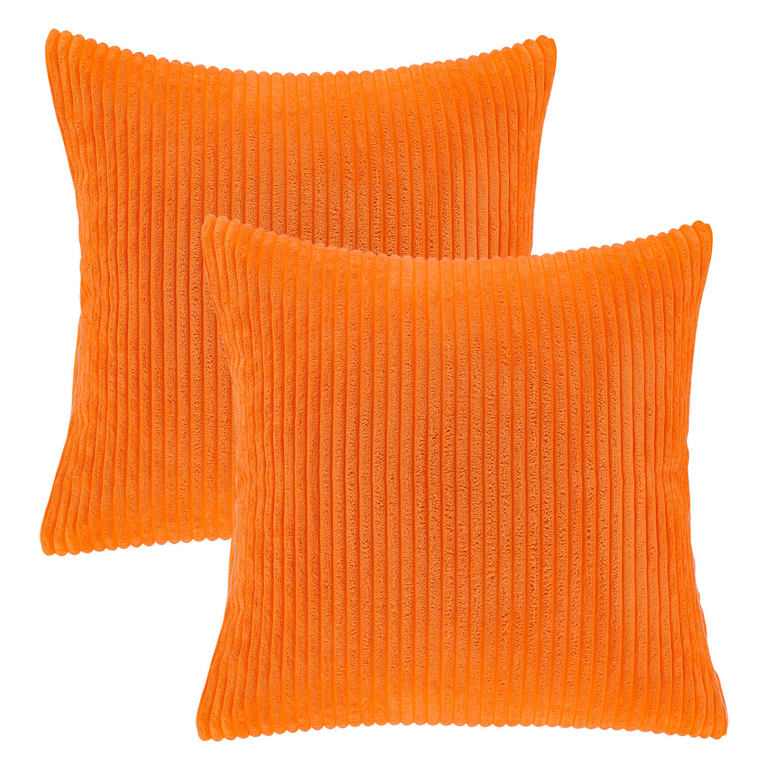 Phantoscope 22" x 22" Modern, Contemporary, Transitional Orange Striped Polyester Throw Pillow , ( 2 Count)