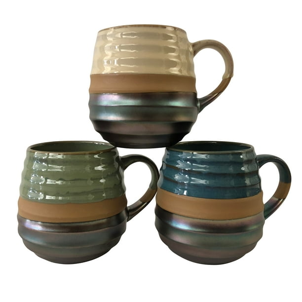 Metallic Reactive Glaze Mugs 18oz, Set of 3