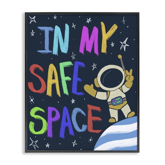 Stupell Industries Comforting In My Safe Space Quotes and Sayings Painting Black Framed Art Print Wall Art, 11 x 14
