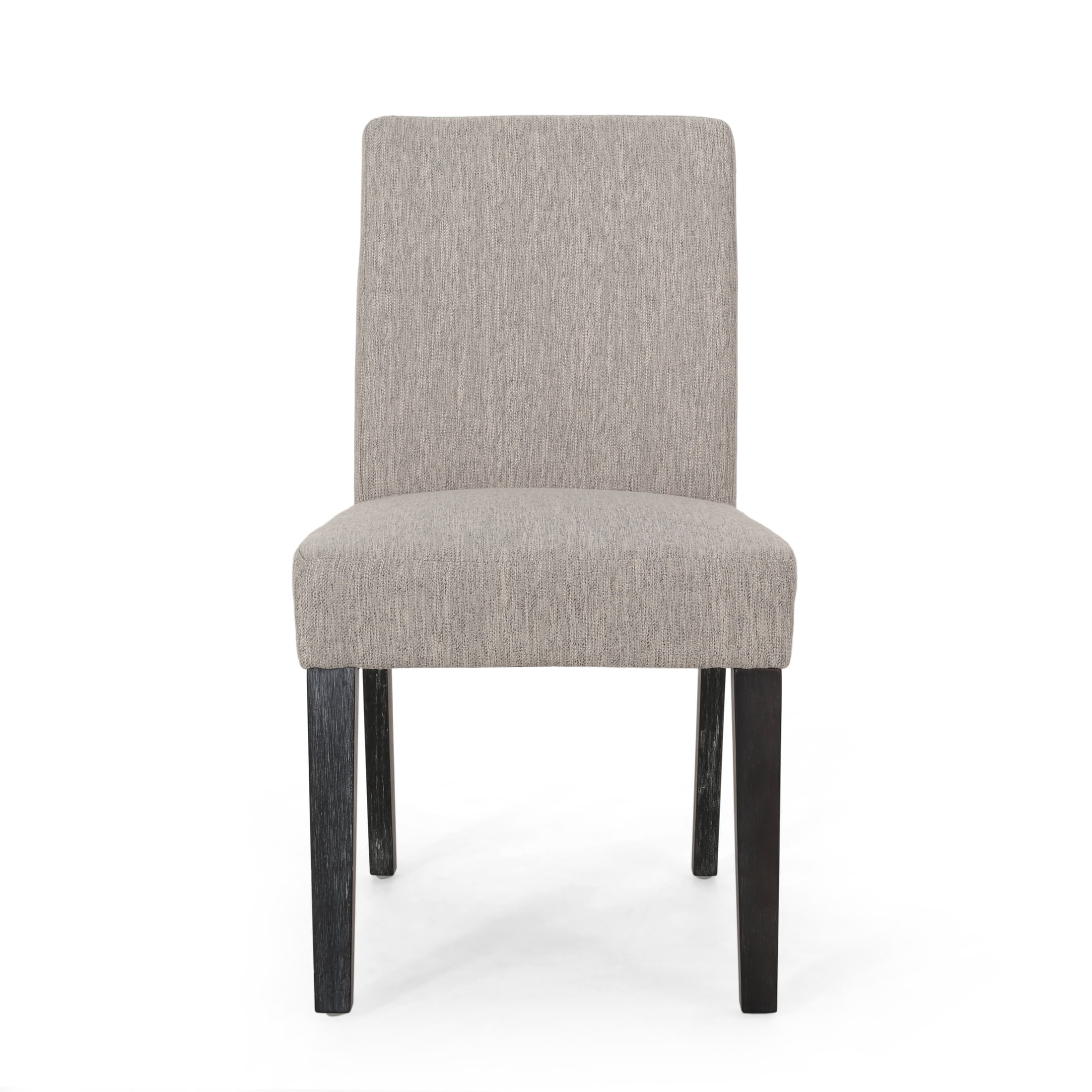 Christopher Knight Home Set of 6 Upholstered Dining Chairs with Solid Wood Legs, Black + Light Gray