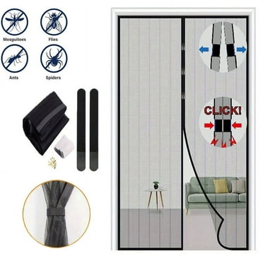 Lishim Fly Proof Door Curtain, Black, Magnetic Mesh Yarn Door Curtain, 100 cm x 210 cm
