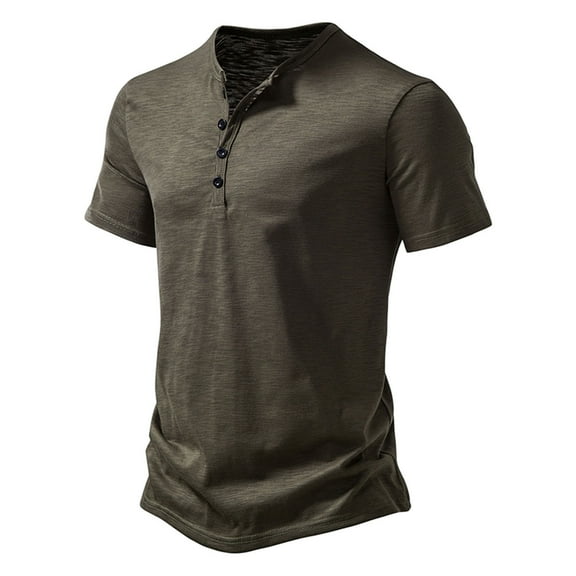 Ofreoo Men Casual Solid Slim-fit Short Sleeve Round Neck T-Shirt Tops Blouse New arrival t Shirts Men