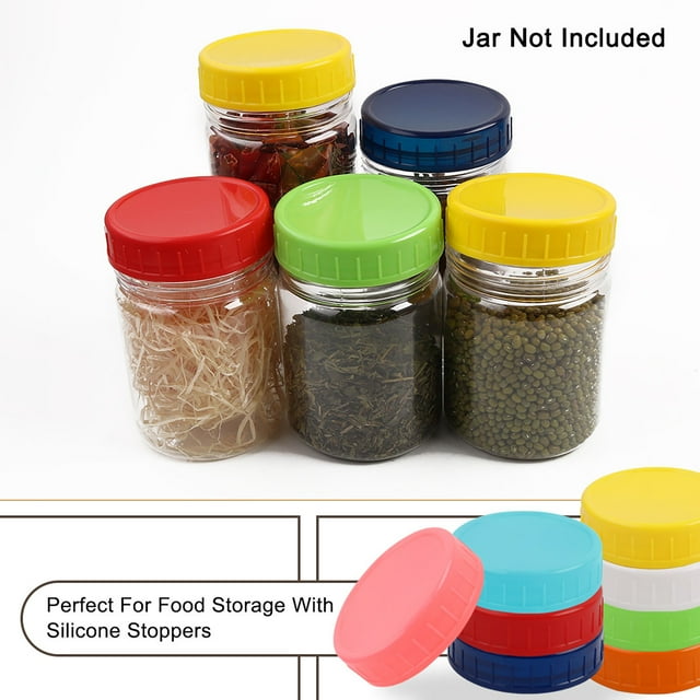 Unique Bargains 24 Pcs Plastic Mason Jar Lids Regular Mouth Mason Canning Jars Lid Top Food Storage