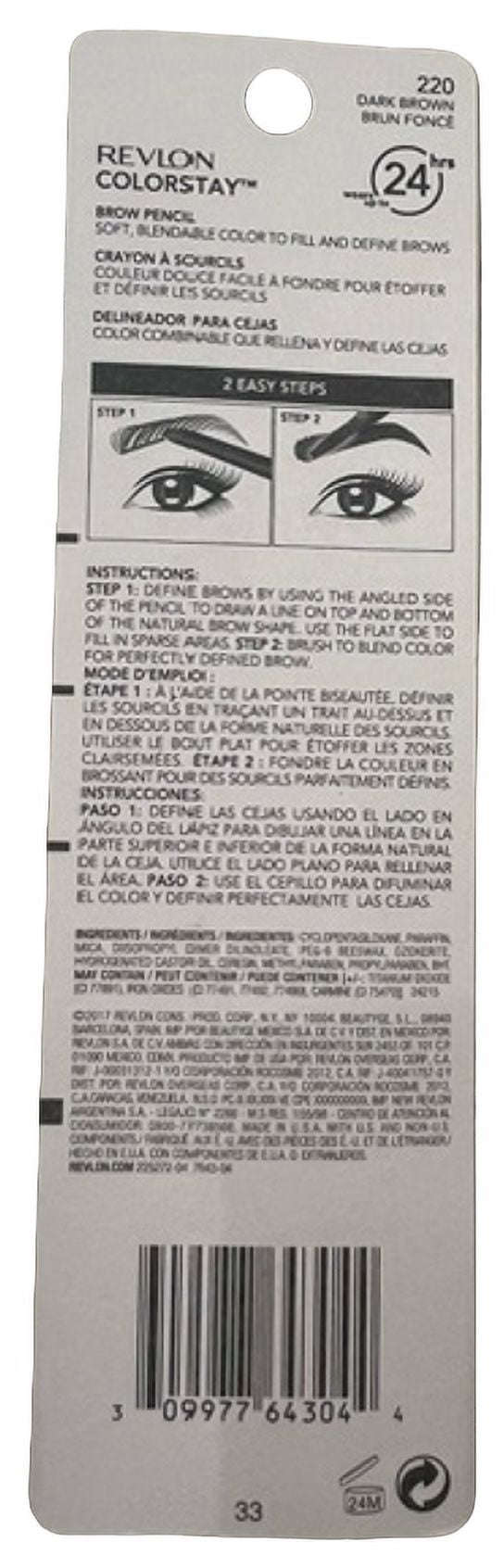 2 Pack - Revlon ColorStay Brow Pencil, Dark Brown 1 ea