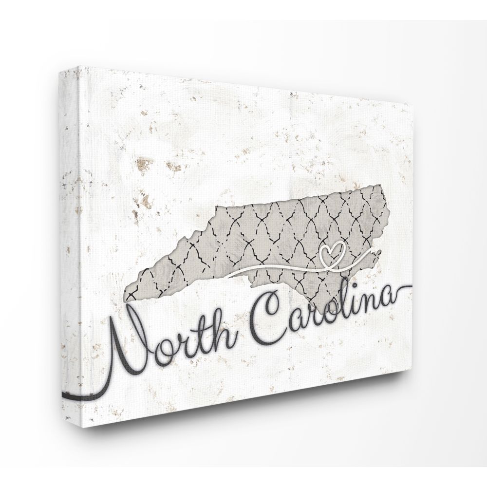 Stupell Industries North Carolina Patterned Grey US State Design Canvas Wall Art by Ziwei Li