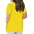 thumbnail image 6 of EHTMSAK Dressy Womens Tops Plus Size Solid Tee Shirts Clearance Crew Neck Ladies Short Sleeve Tops with Lower Sides Summer Womens Plus-Size Tops for Leggings Yellow 3X, 6 of 6