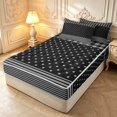 thumbnail image 2 of Manfei Geometric Check Zipper Full Size Comforter Sets with Fitted Sheet and 2 Pillowcases,Minimalism Polka Dot Zipper Bedding Set,Gray Black,Black Reversible,4pcs, 2 of 8