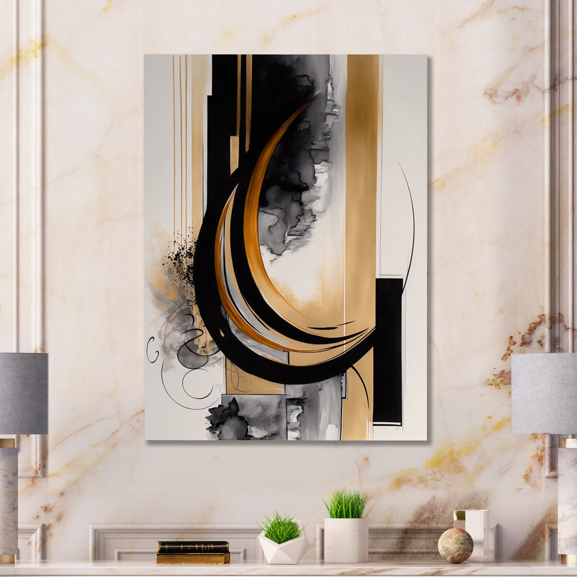 Designart Gold Touch Art Deco II Canvas Wall Art