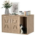 thumbnail image 2 of PawHut Cat Litter Box Enclosure, Hidden Litter Box Furniture with Scratching Board, Cat Washroom End Side Table, 31.5" x 19" x 20", Walnut Brown, 2 of 9