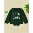 thumbnail image 2 of Suealasg Baby Boys Irish Day Romper Letter Clover Print Long Sleeve Crew Neck Bodysuit Newborn Spring Playsuit Clothes, 2 of 7