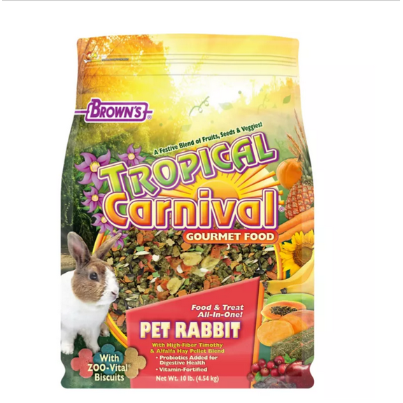 Brown's Tropical Carnival Pelleted Pet Rabbit Food, 10 lb. Bag
